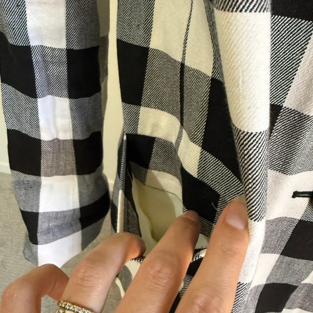Kate Spade Gingham Linen Blend Double Breasted Blazer 2 Preppy Tailored Black
